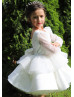 Ivory Glitter Lace Satin V Back Dream Flower Girl Dress